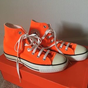 Neon Orange High Top Converse All Stars